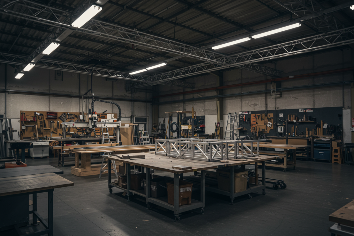 Professional event fabrication workshop interior