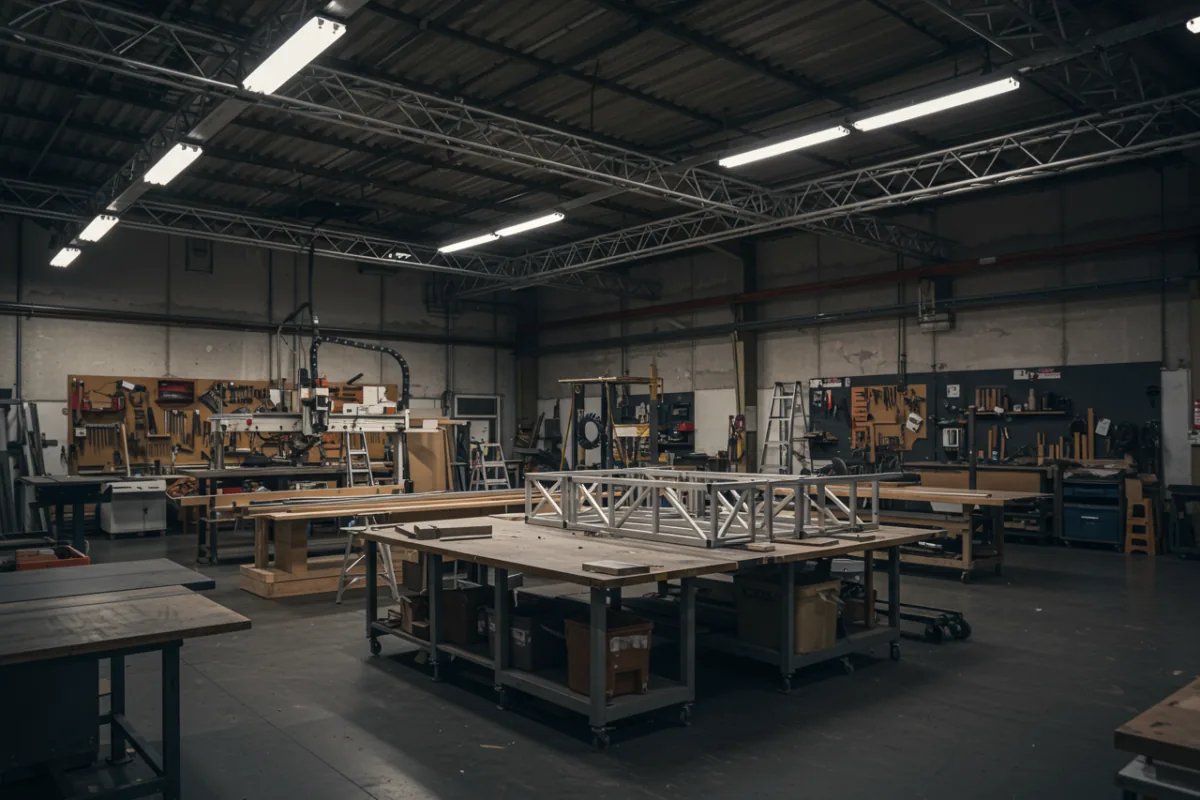 Professional event fabrication workshop interior