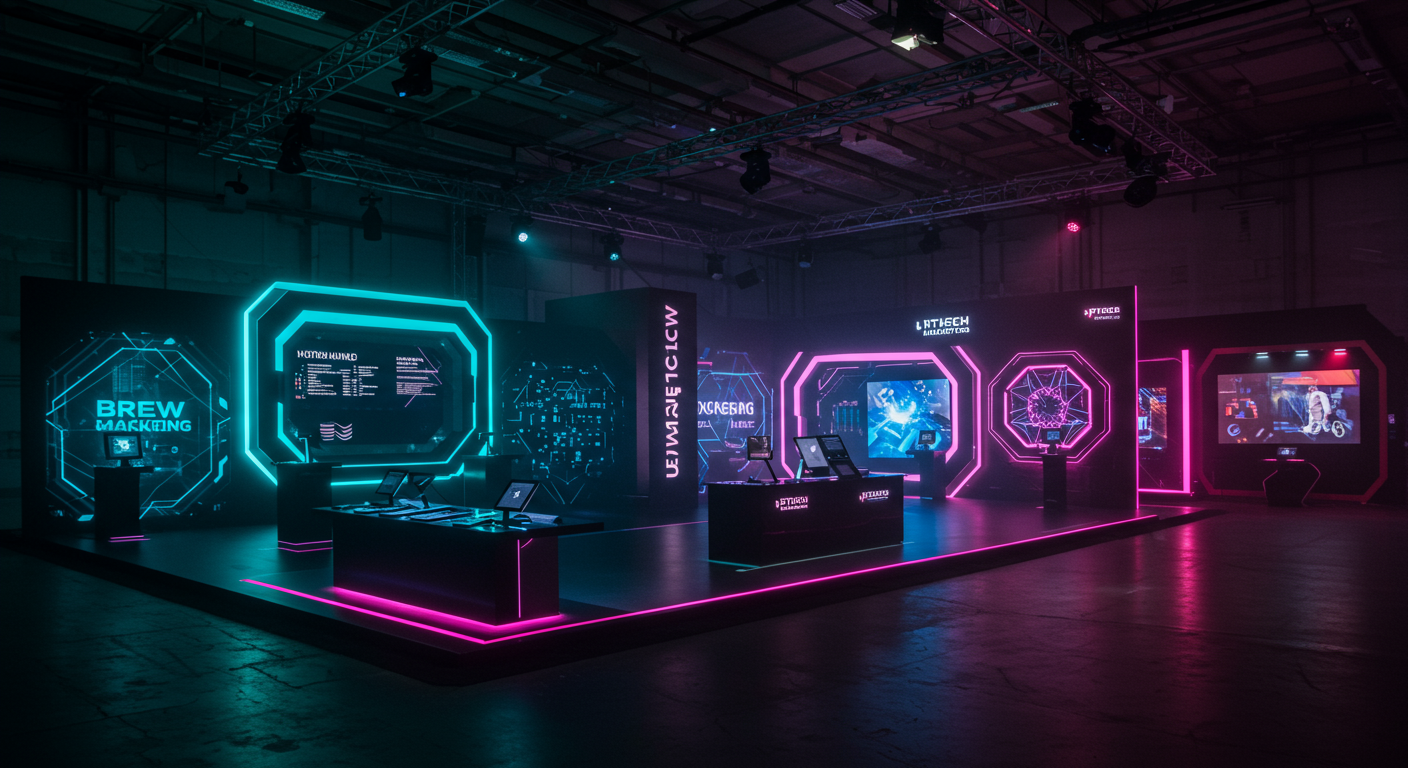 Futuristic experiential marketing installation with AR and LED walls