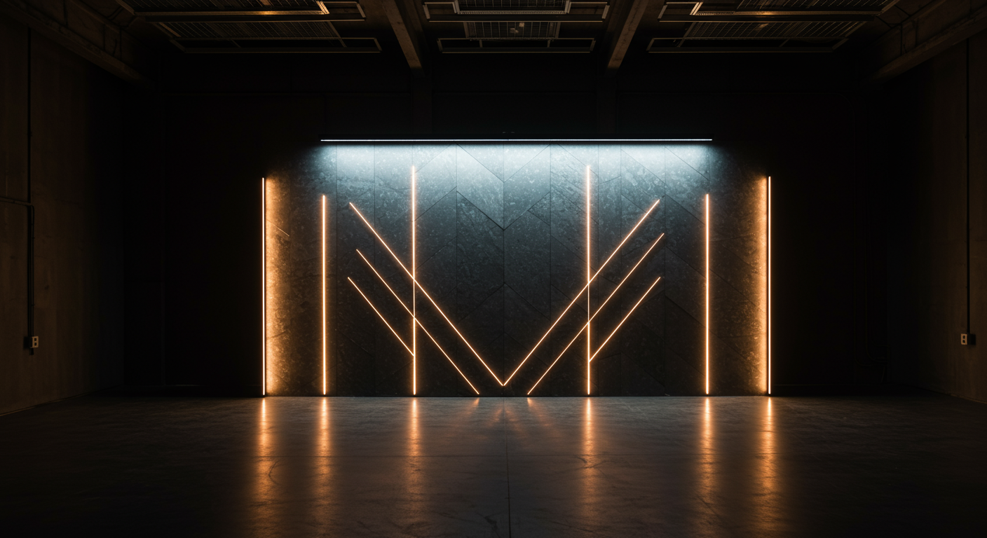 Dimensional scenic backdrop with LED and texture