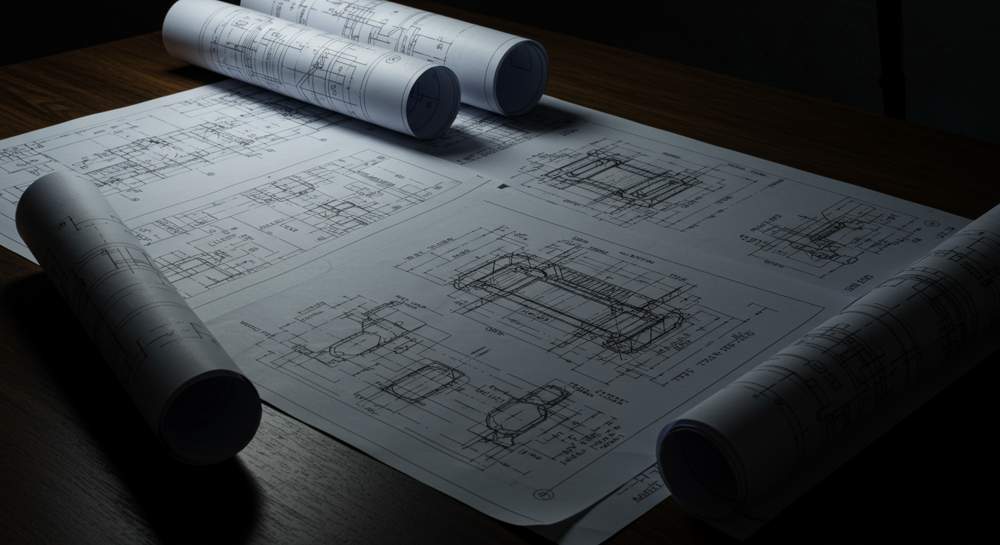 CAD fabrication drawings with technical dimensions
