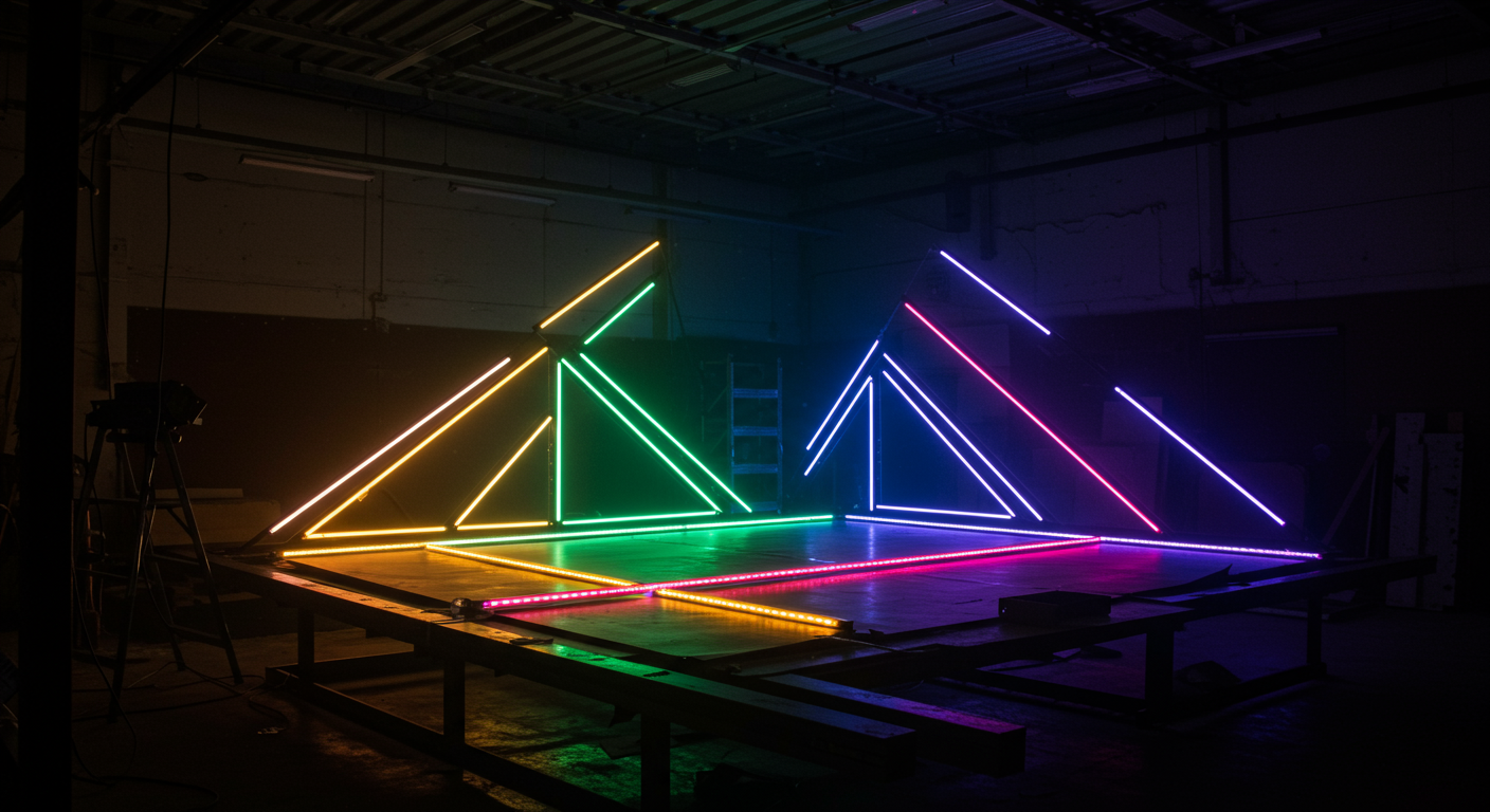 LED lighting integrated into fabricated scenic element