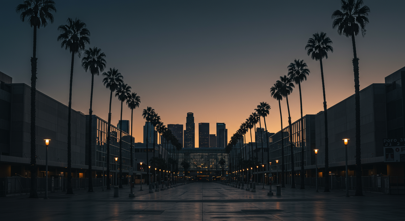 Los Angeles Convention Center with palm trees