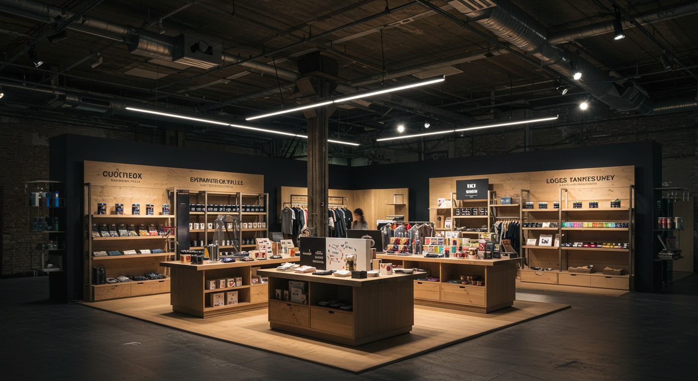 Retail activation pop-up with custom product fixtures