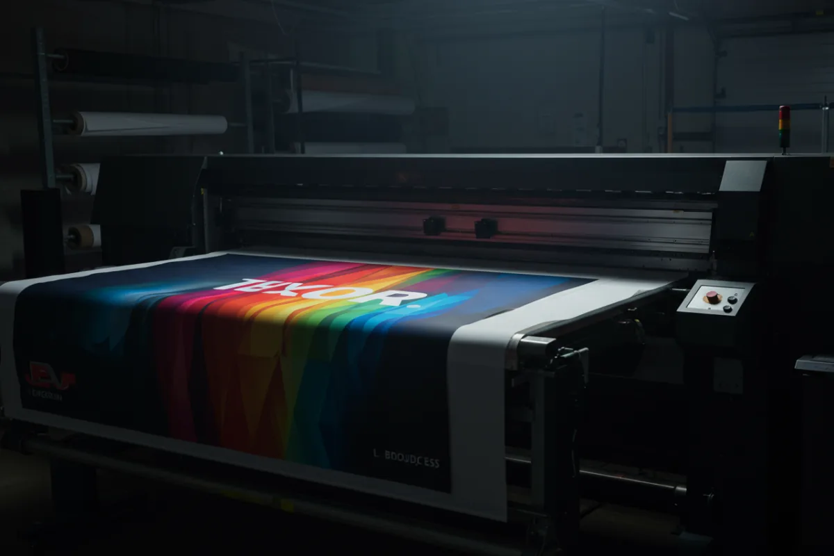 Large format printer producing branded event graphics