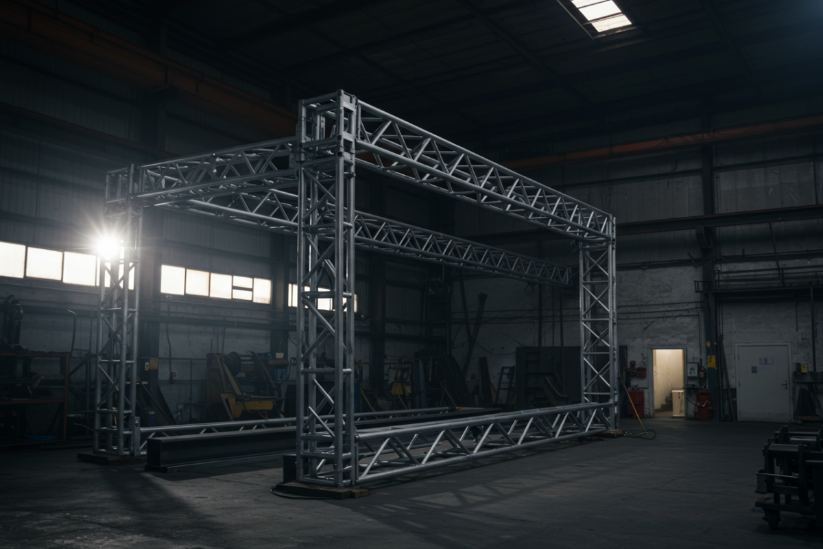 Welded steel frame structure for event build