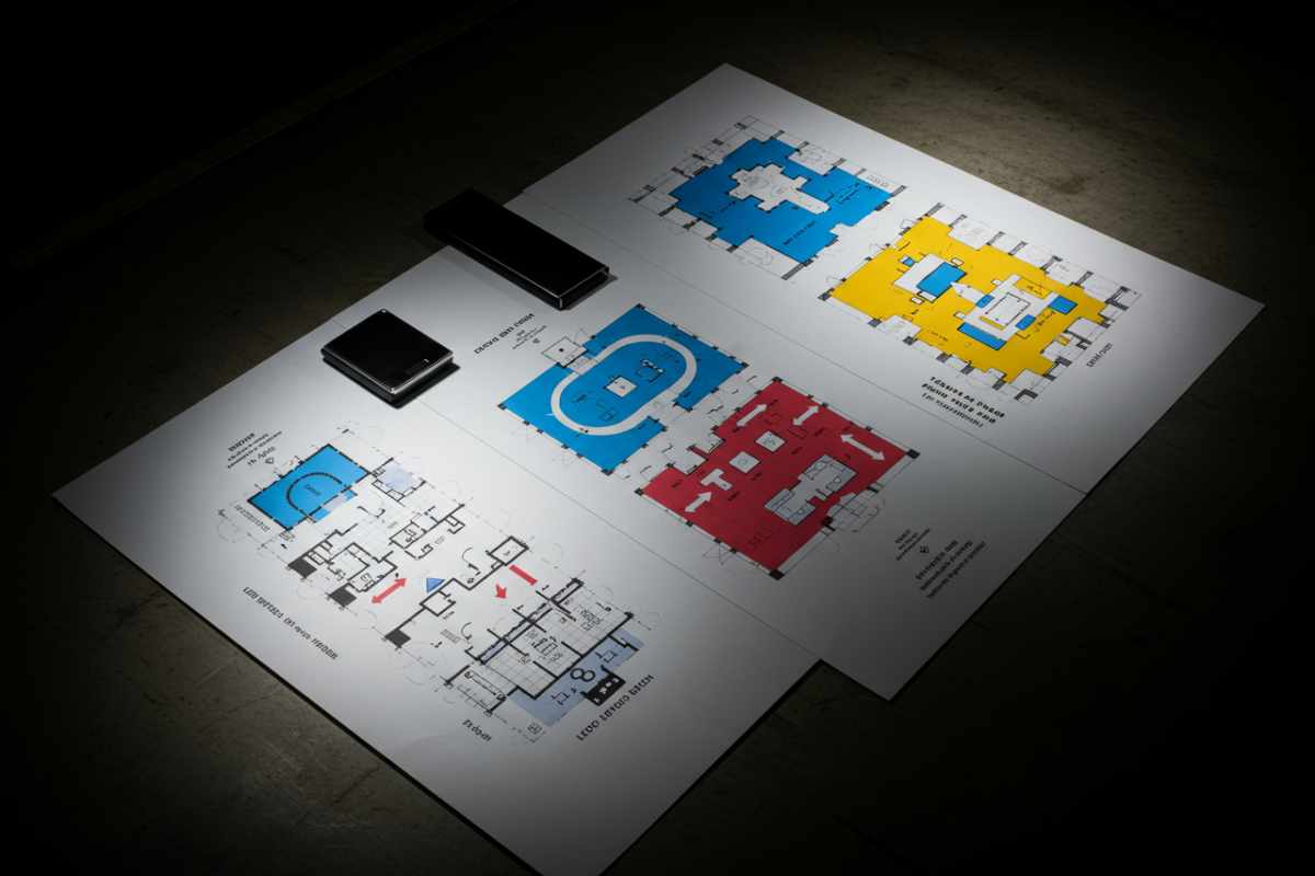 Event floor plan with colored zones and traffic flow
