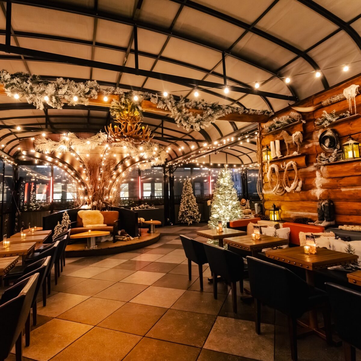 Magic Hour Mountain Lodge rooftop activation at Moxy NYC, fabricated by Pop Up Your Brand