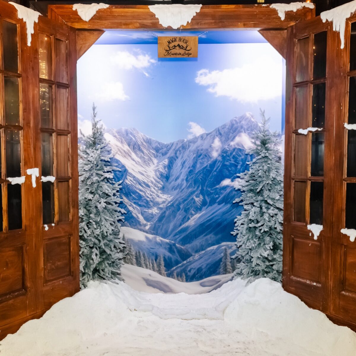 Layered Western and lodge scenic fabrication at Magic Hour Moxy NYC